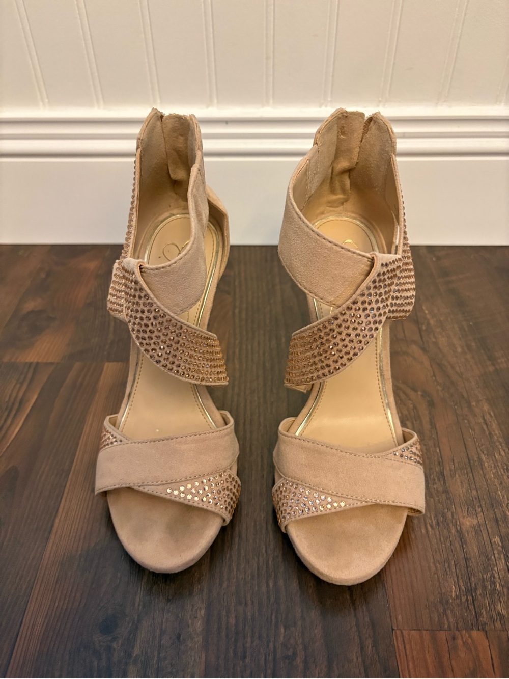 Jessica Simpson Raycine Nude Rhinestone Stiletto Heels Size 7M